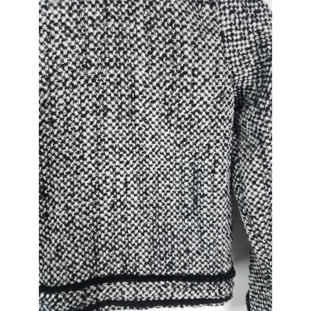 Lands' End Girls Sz. 7/8 Black/White/Silver Tweed Button Up Jacket/Blazer - Picture 9 of 9